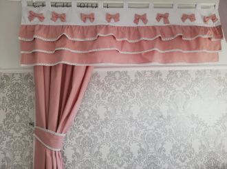 Zasłonka z taśmą brudny róż bawełna z podwiązką