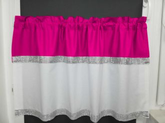 Zazdrostka nowoczesna glamour lambrekin firanka diamenty bawełna amarantowa