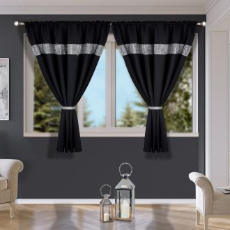 Zasłona glamour kolory i czarne taśma diamentowa do salonu