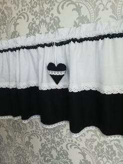 Zazdrostka lambrekin firanka czarna biała koronka bawełna