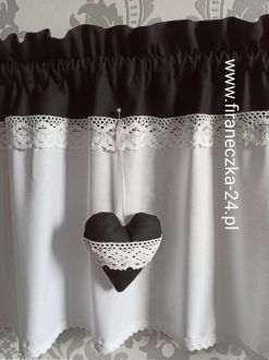 Zazdrostka lambrekin firanka czarna biała koronka bawełna