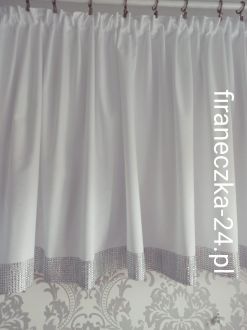 Lambrekin nowoczesny glamour biały firanka diamenty bawełna 