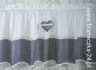 Zazdrostka  szara kwiatuszki  koronka bawełna