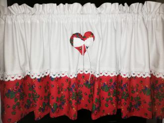 Zazdrostka lambrekin firanka góralski folk koronka bawełna czerwona