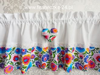 Zazdrostka lambrekin firanka wzór łowicki koronka bawełna