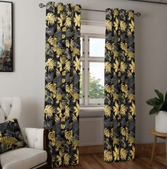 Zasłona welurowa w złote liście 