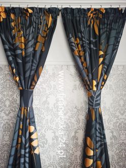 Zasłona grafit z szarym i złotem