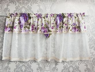 Zazdrostka kwiaty róże koronka bawełna woal ecru