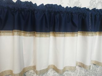 Zazdrostka nowoczesna glamour lambrekin firanka diamenty bawełna granat biała