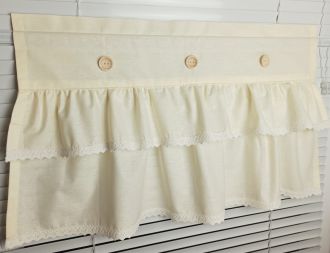 Zazdrostka firanka ecru koronka bawełna guziczki 
