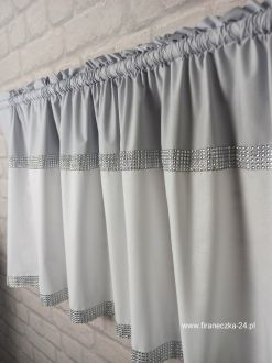 Zazdrostka nowoczesna glamour lambrekin firanka diamenty bawełna szara jasna