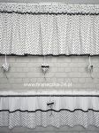 Lambrekin firanka biała w czarne groszki  koronka bawełna