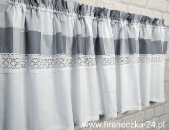 Zazdrostka  szara krata i biała  koronka bawełna