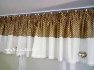 Lambrekin  groszki beżowe koronka bawełna  