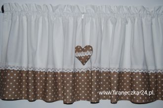 Zazdrostka lambrekin firanka groszki białe beżowa koronka bawełna  
