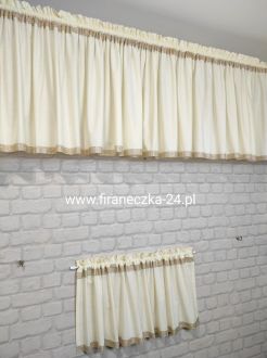 Lambrekin nowoczesny glamour ecru kolory firanka diamenty złote bawełna 