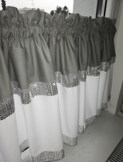 Zazdrostka nowoczesna glamour lambrekin firanka diamenty bawełna szara