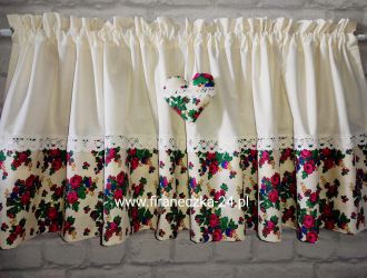 Zazdrostka lambrekin firanka góralski folk beż koronka bawełna