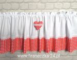 Zazdrostka lambrekin firanka biała czerwona kratka koronka bawełna 