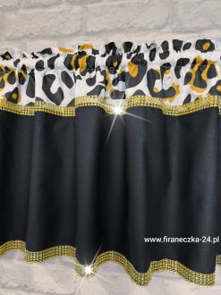 Zazdrostka nowoczesna glamour firanka  panterka złoto diamenty bawełna 