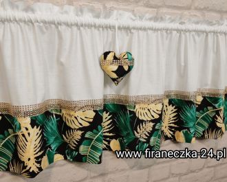 Zazdrostka nowoczesna glamour firanka liście złoto diamenty bawełna  140/40 wysyłka 24h