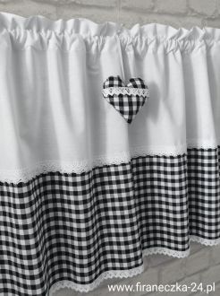 Zazdrostka lambrekin firanka kratka czarna  koronka bawełna 