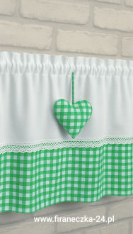 Zazdrostka lambrekin firanka zielona kratka  koronka bawełna 