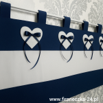 Zazdrostka granatowa biała filcowe  serduszka szelki bawełna