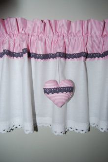 Zazdrostka lambrekin firanka paseczki róż  koronka bawełna serca