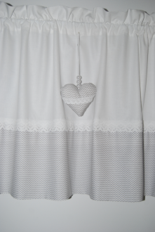 Zazdrostka lambrekin firanka szara zygzak  koronka bawełna  