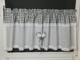 Zazdrostka lambrekin firanka kratka szara koronka bawełna 