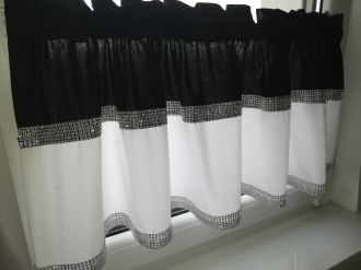 Zazdrostka nowoczesna glamour lambrekin firanka diamenty bawełna czarna biała 