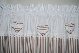 Zazdrostka lambrekin firanka paseczki beż koronka bawełna