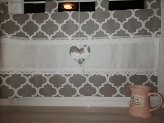 Zazdrostka lambrekin firanka szara maroko szelki koronka bawełna