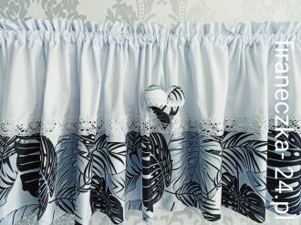 Zazdrostka lambrekin firanka liście monstery koronka bawełna 